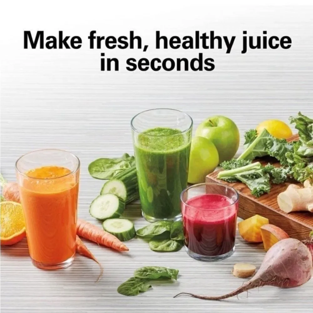 Hamilton Beach Juicer 1 Speed Big Mouth Juice Extractor in Black Stainless Steel